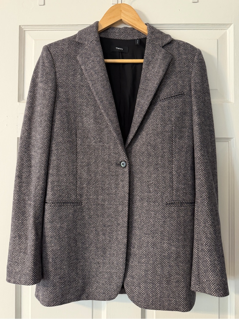 Theory Slim One Button Abbot Knit Chevron Blazer size 2